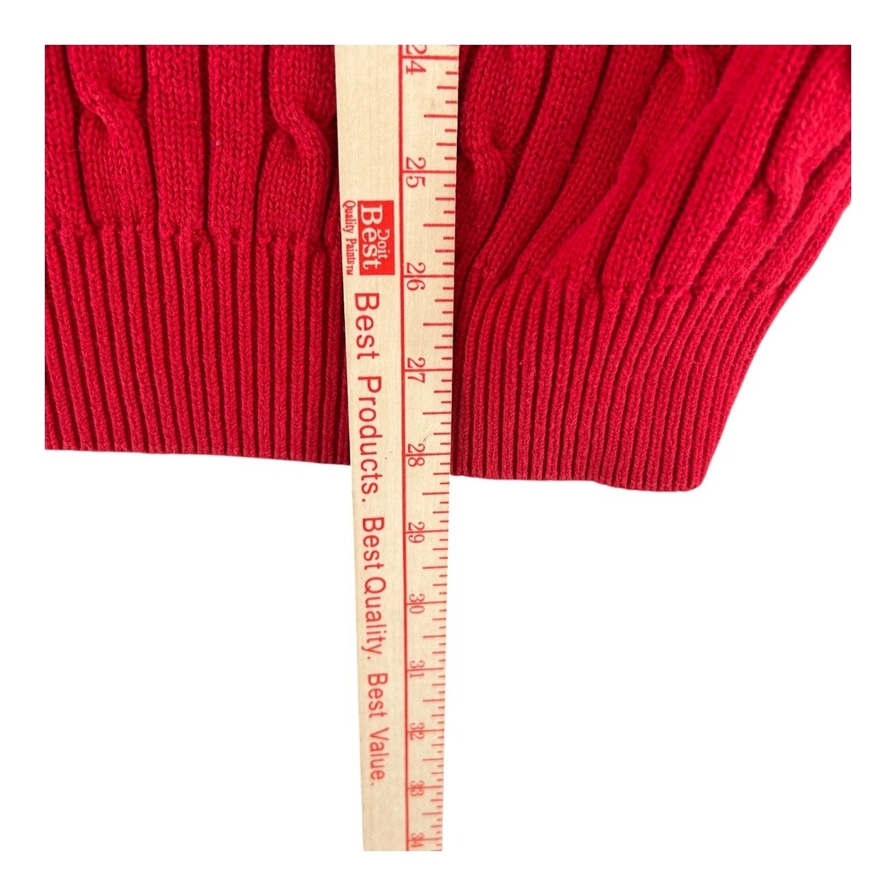 Tommy Hilfiger Golf Chunky Cable Knit V Neck Sweater Y2K Fisherman Mens Large - Picture 5 of 9